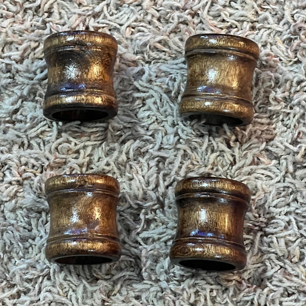 Set of 4 Rustic Vintage Wooden Napkin Rings Holders Home Decor